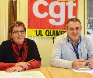 Manif du 23. «Que les salariés se fassent entendre». Marie-Annick Le Berre et Yvon Coat, de l'Union locale CGT de Quimper.