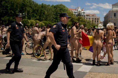 Spain Naked Cyclist Protest